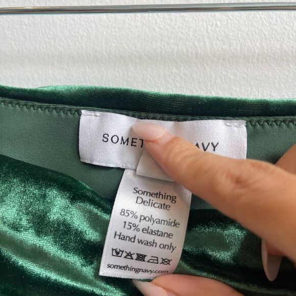 Something Navy Women's High Waisted Suede Green Bikini Bottom Size M - Picture 5 of 7